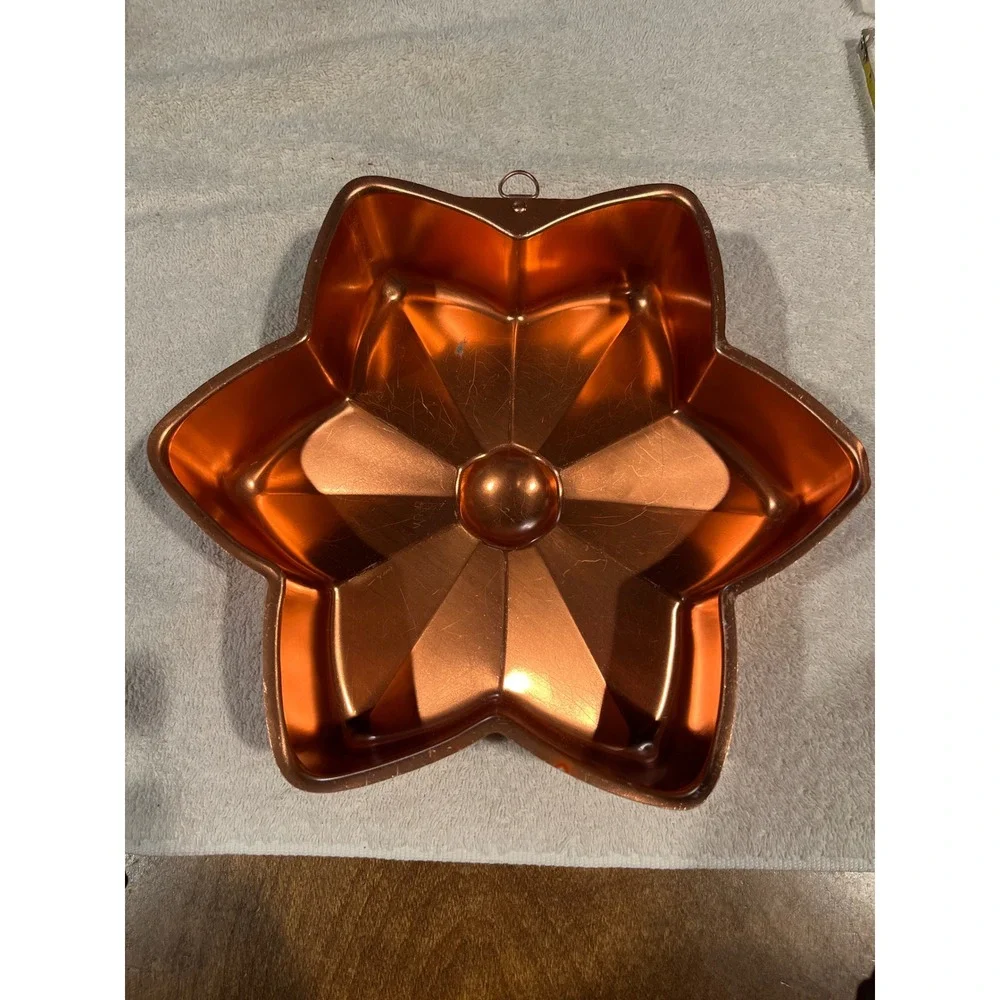 Vintage Copper Star Cake Mold Hanging Wall Decor Gelatin Tin 10.5 Inch